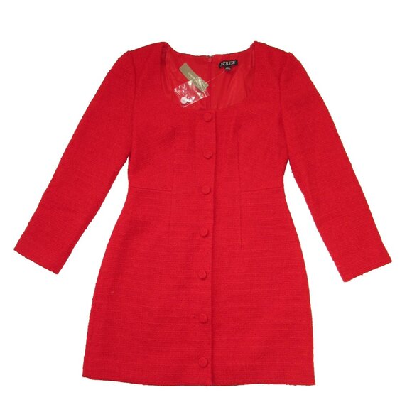 NWT J.Crew Sophia Mini in Festival Red Maritime Tweed Dress 4 $248 - Picture 4 of 7